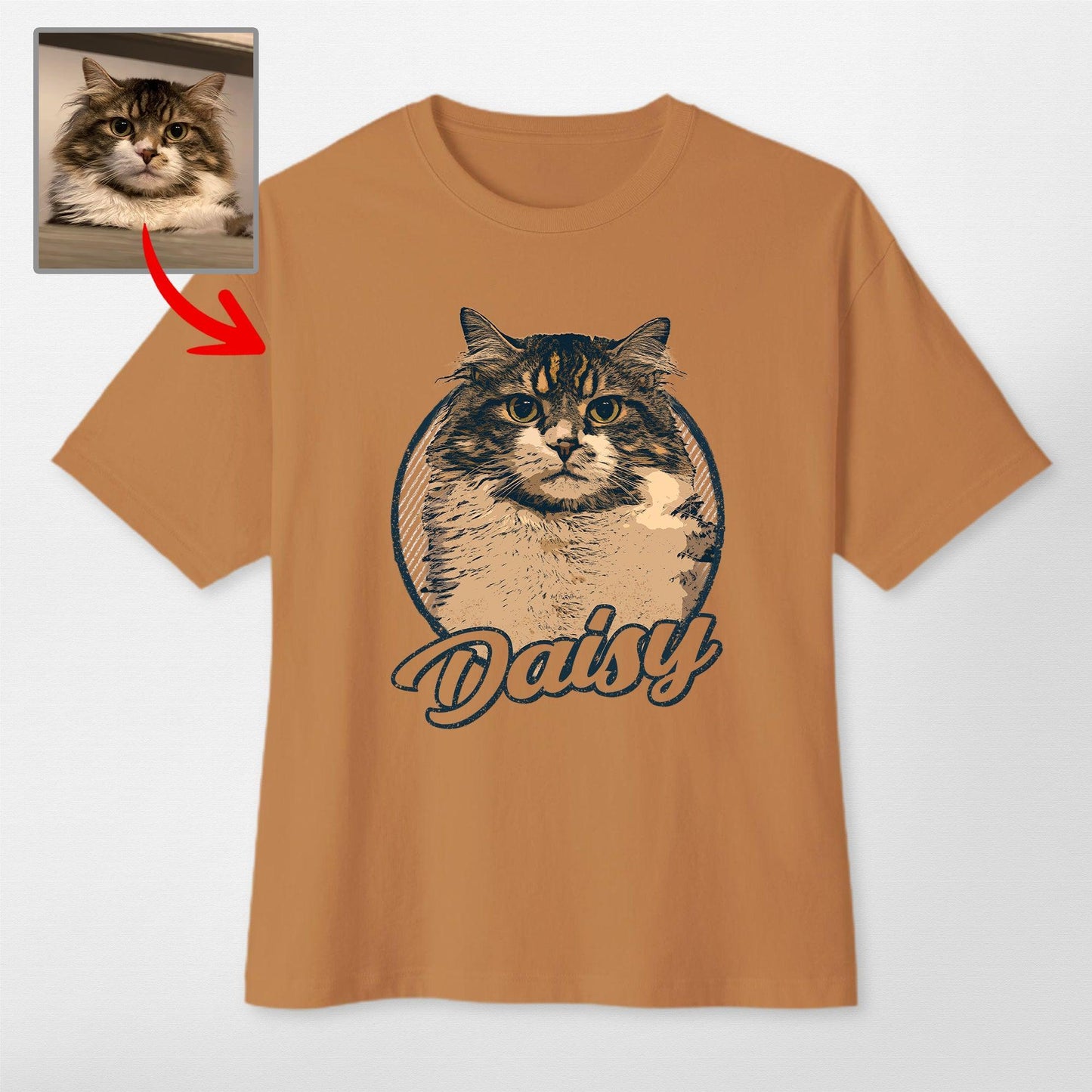 Vintage Graphic Custom Dogface Oversized T-Shirt, custom pet portrait gift for pet lovers (view 9)