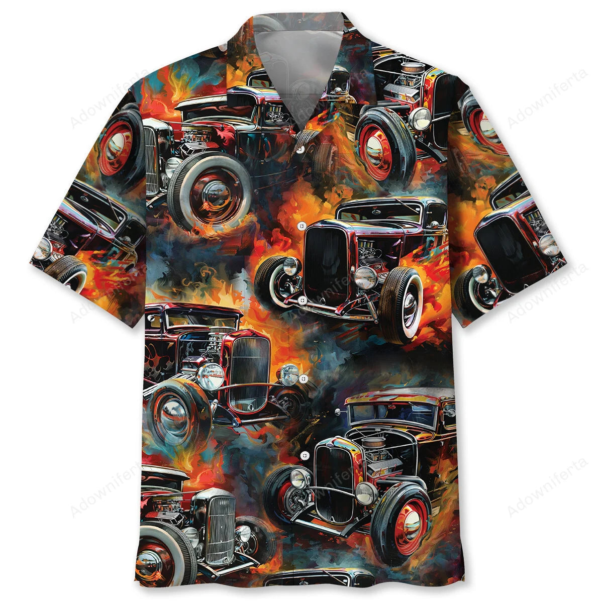 Vintage Hot Rod Art Hawaiian Shirt, custom shirt gift for men (view 4)