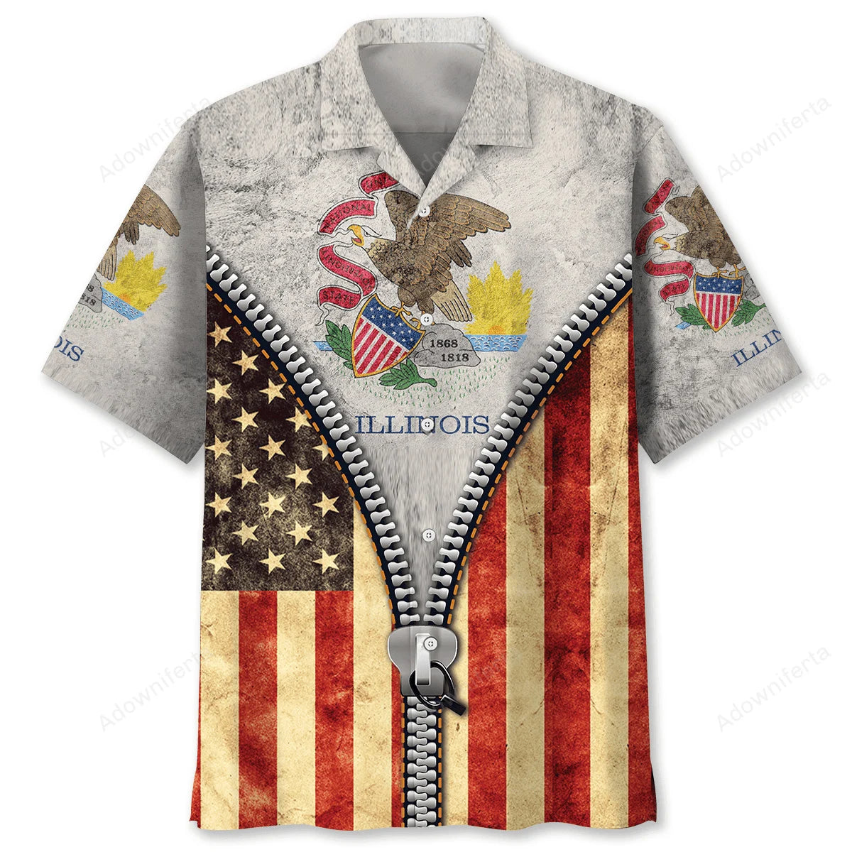 Vintage Illinois State Hawaiian Shirt, custom shirt gift for men (view 4)