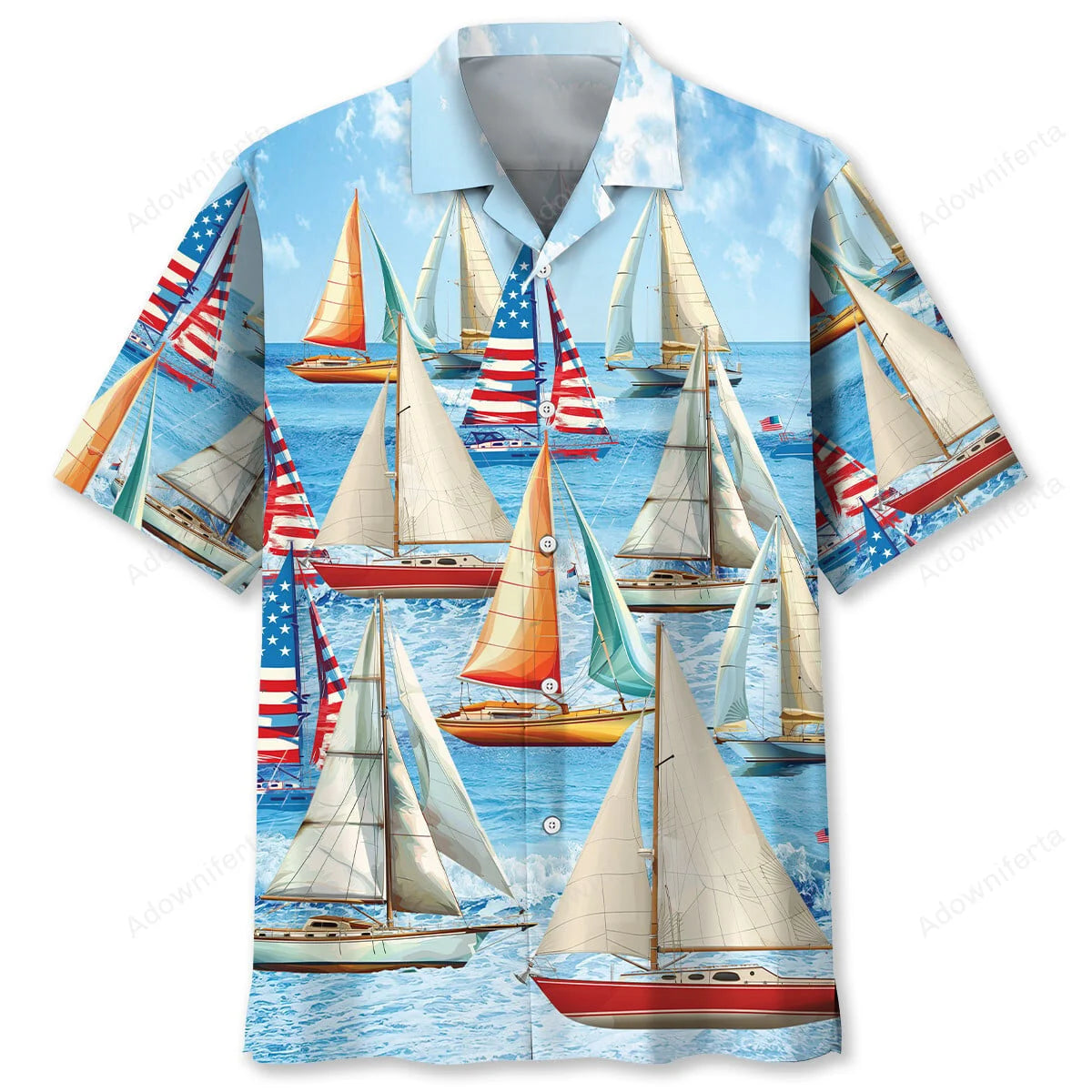 Vintage Sailboat Hawaiian Shirt, custom shirt gift for men (view 4)