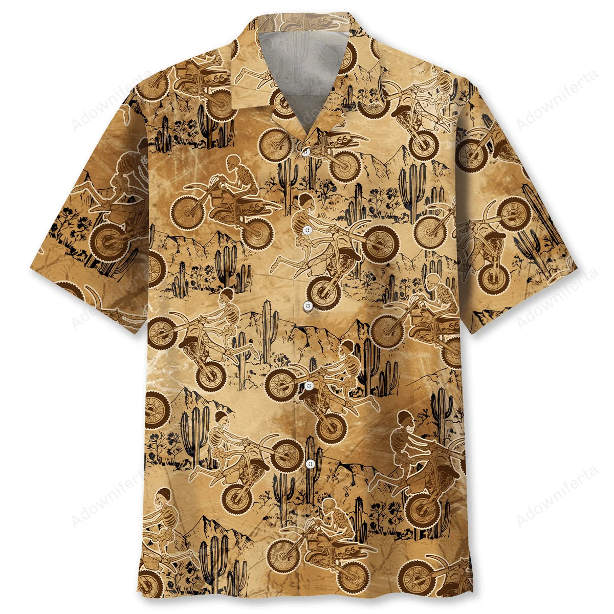 Vintage Skull Motocross Hawaiian Shirt, custom shirt gift for men (view 4)