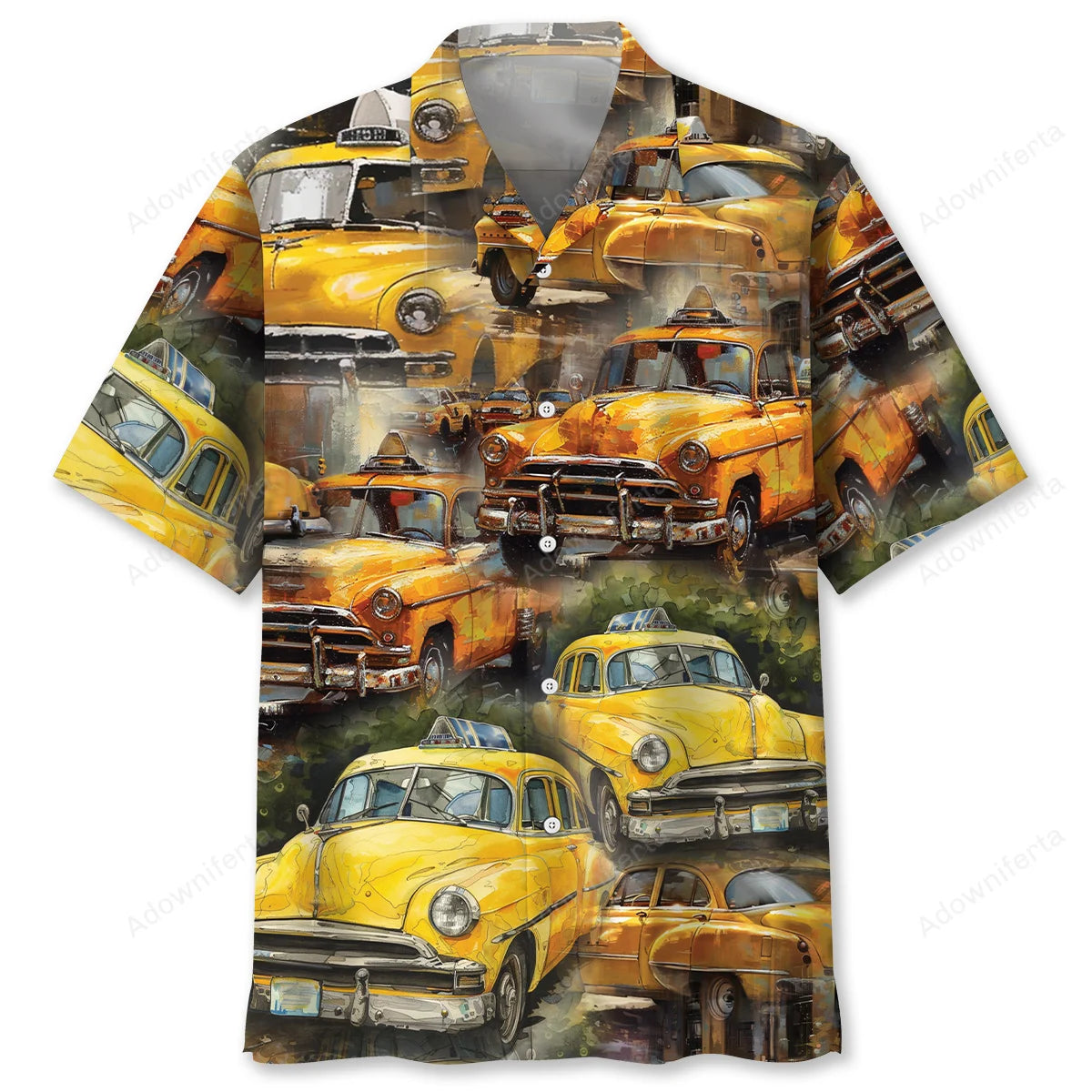 Vintage Yellow Taxi Hawaiian Shirt, custom shirt gift for men (view 4)