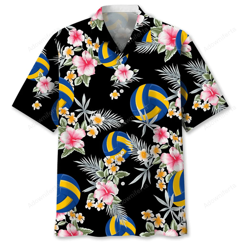 Volleyball Flower Hawaiian Shirt, custom shirt gift for men (view 2)