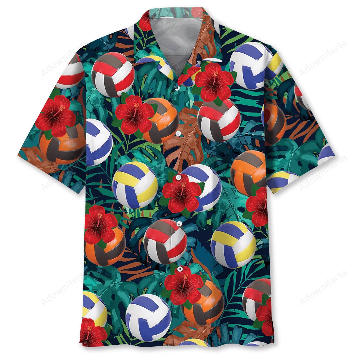 Volleyball Flowers Balls Hawaiian Shirt, custom shirt gift for men (view 4)
