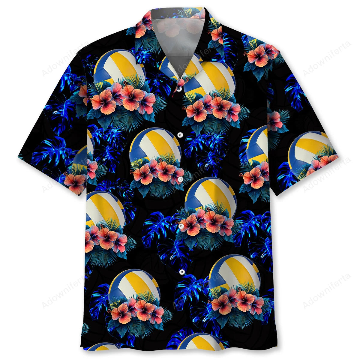 Volleyball Hibiscus Tropical Hawaiian Shirt, custom shirt gift for men (view 4)
