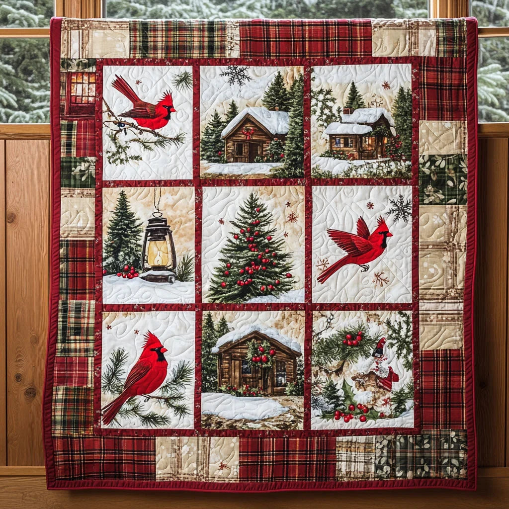 Warm Light Cardinal Quilt Blanket