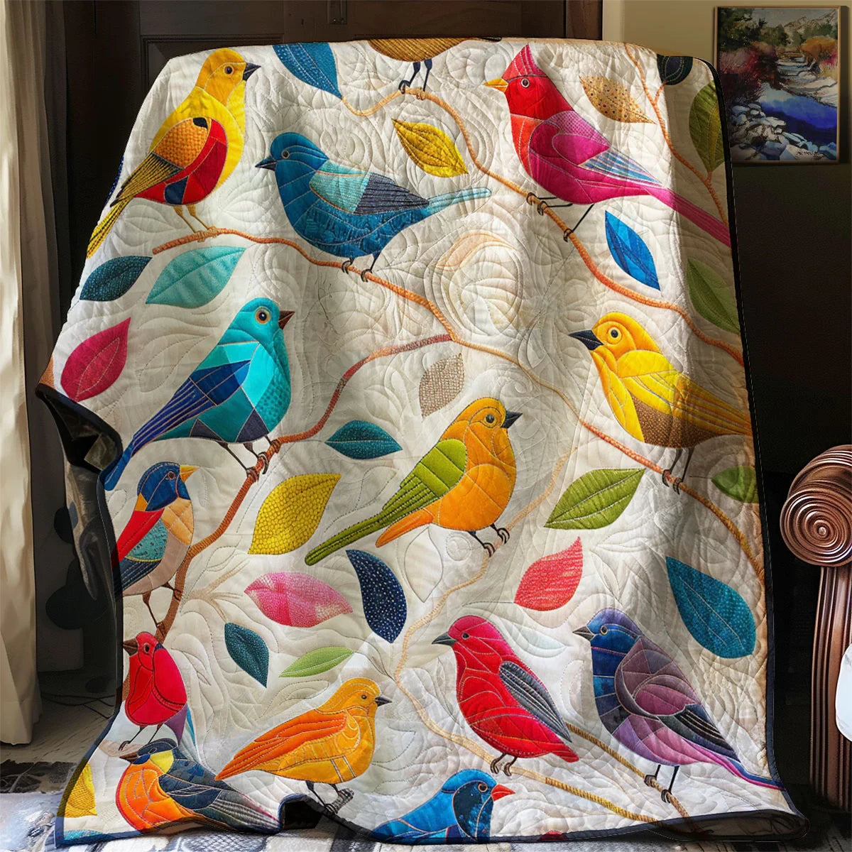 Whimsical Birdies Quilt Blanket