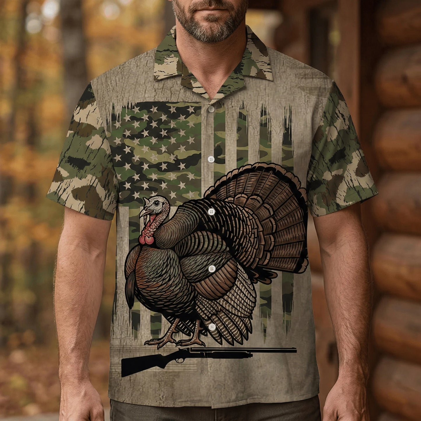 Wild Turkey Hunting America Hawaiian Shirt, custom shirt gift for men (view 5)