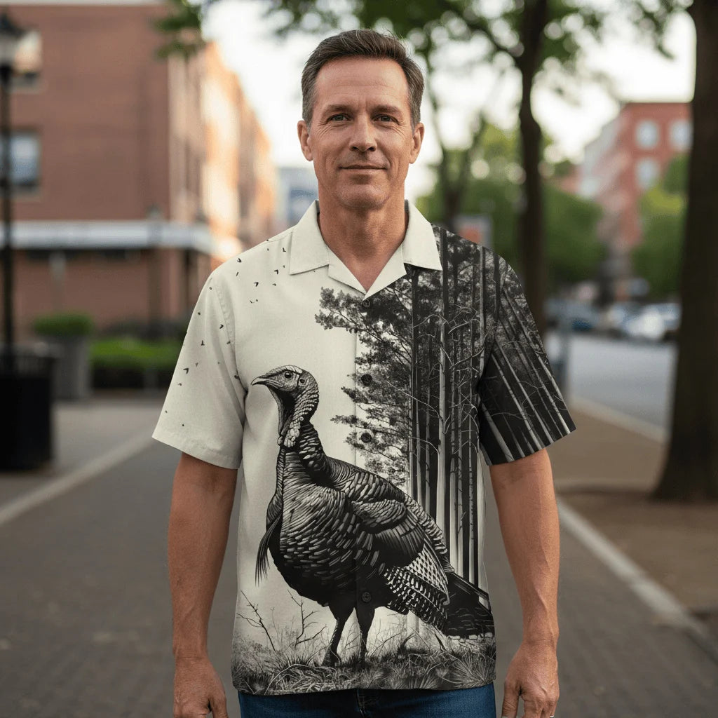 Wild Turkey Hunting Vintage Hawaiian Shirt, custom shirt gift for men (view 4)