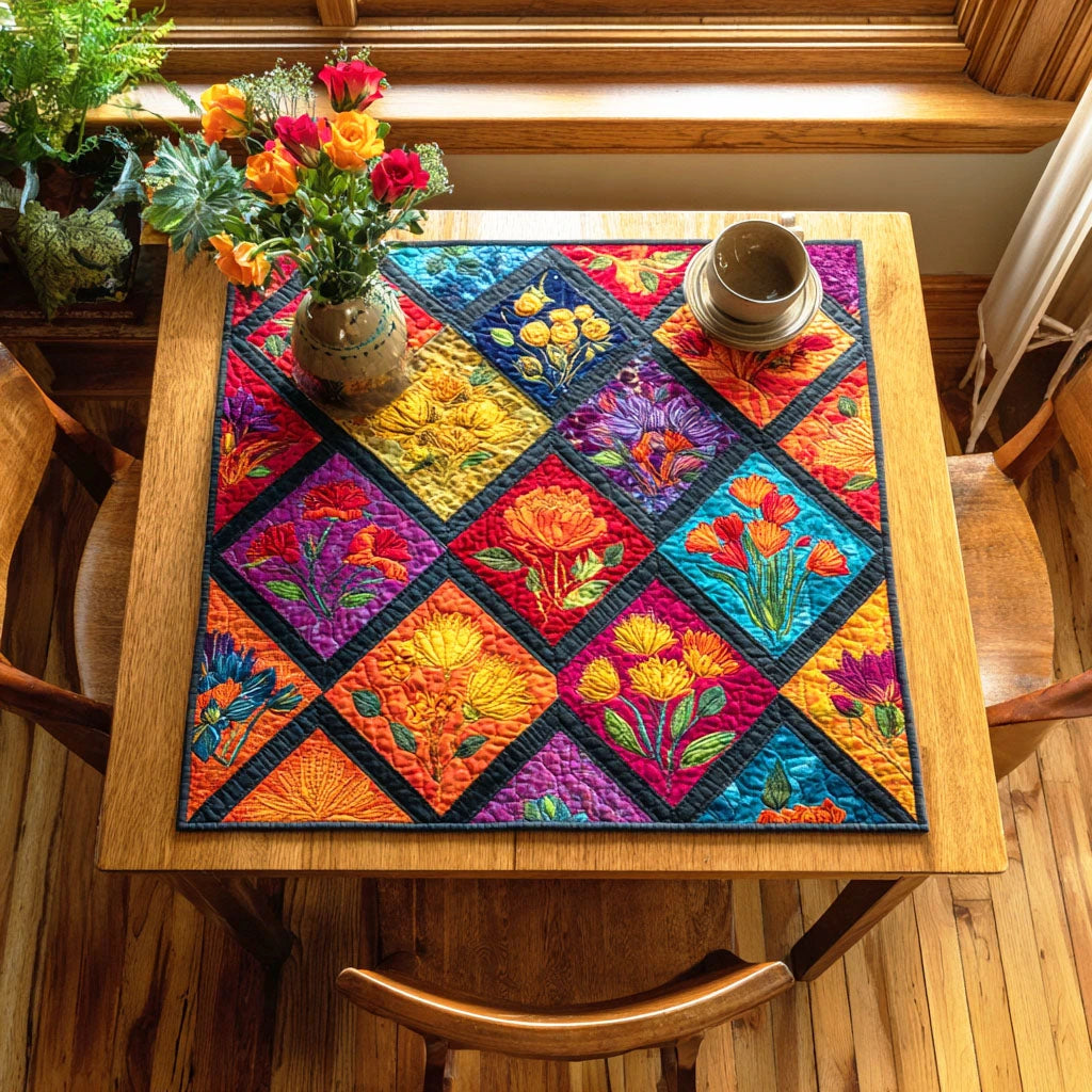 Wildflower Harmony Quilted Table Topper