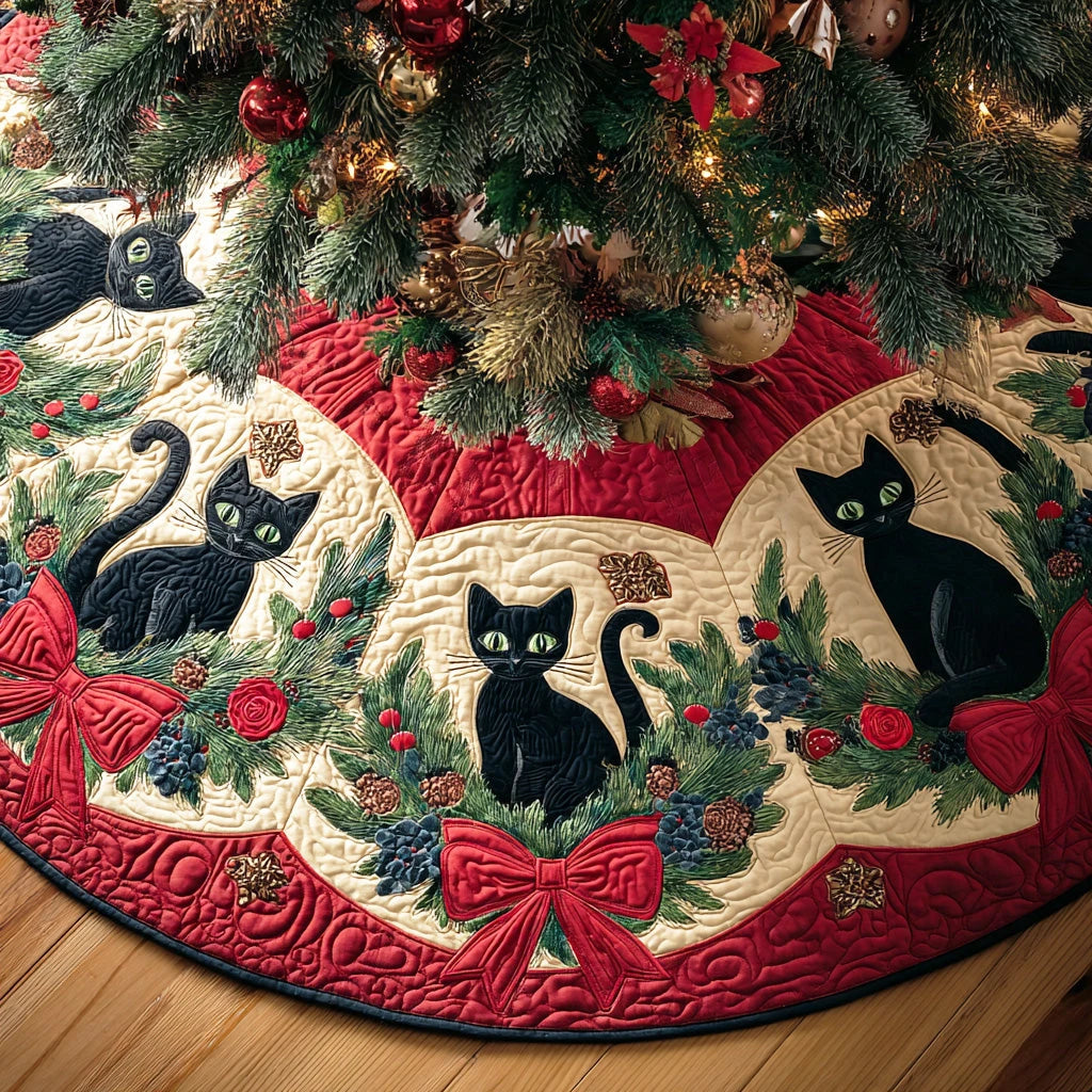 Winter Whisker Magic Christmas Quilted Tree Skirt