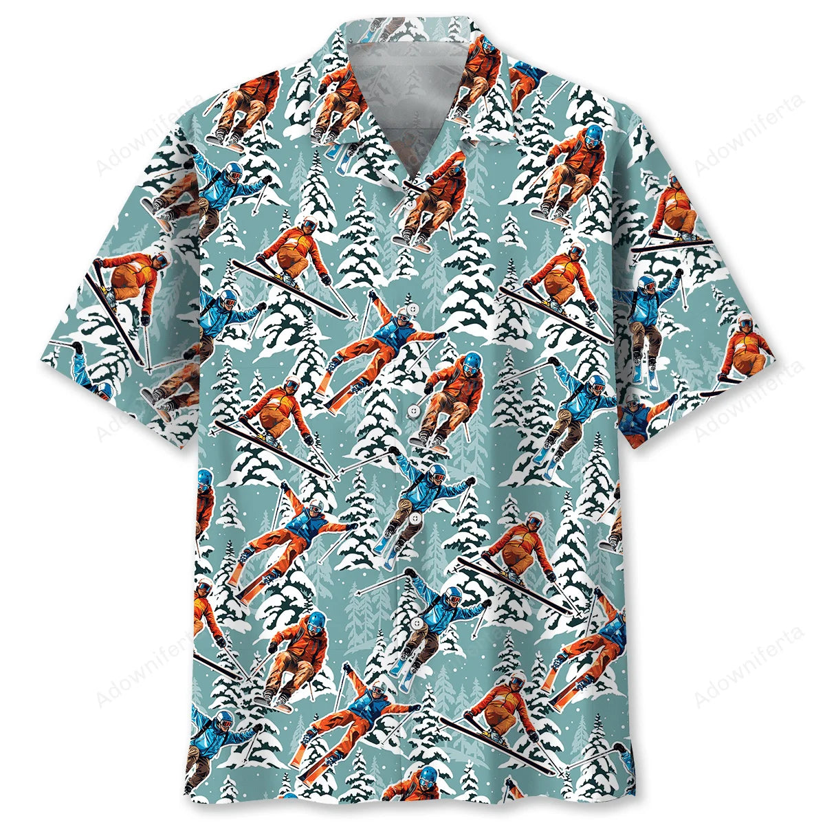 Winter Skiing Hawaiian Shirt Men, custom shirt gift for men (view 4)