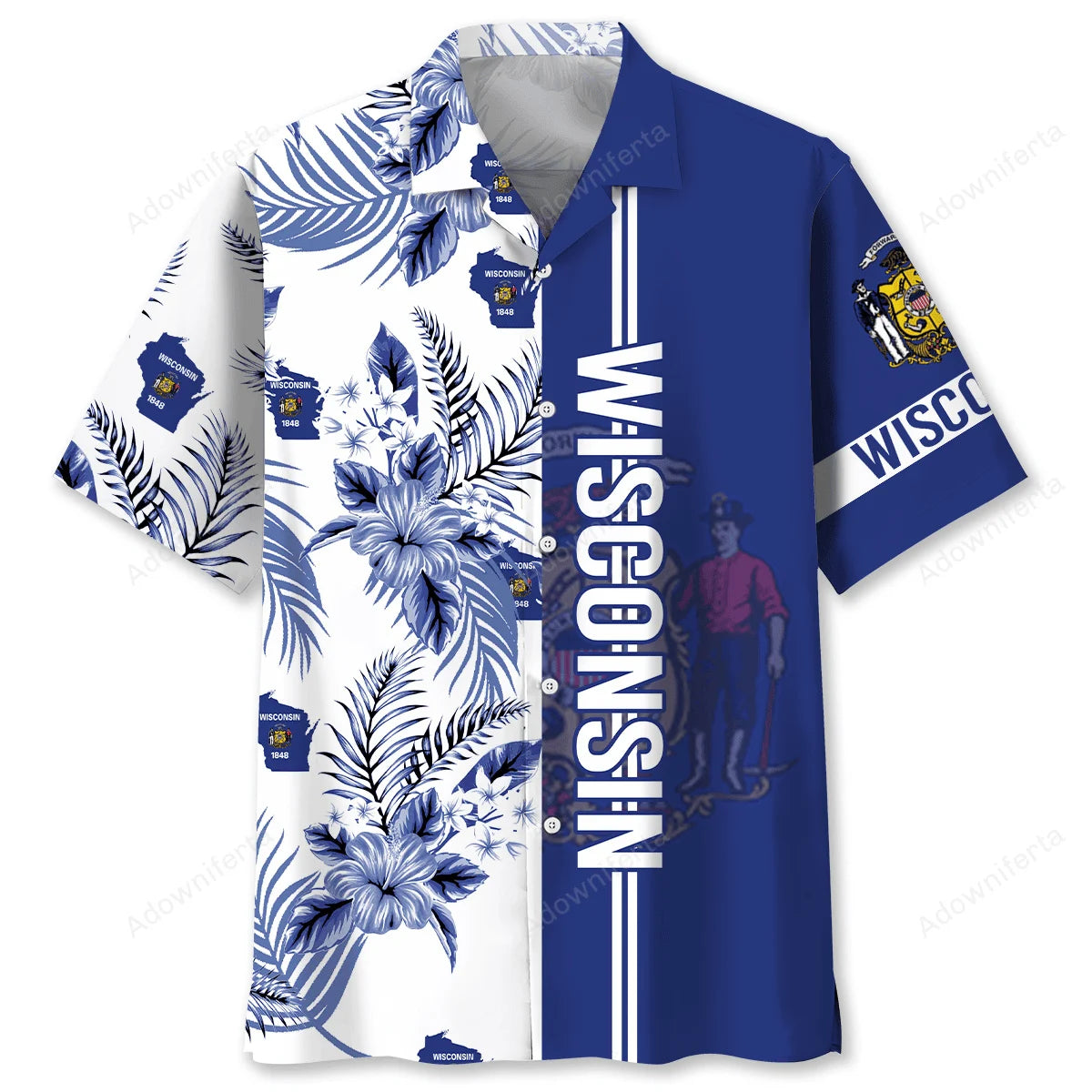 Wisconsin State Nature Hawaiian Shirt, custom shirt gift for men (view 4)