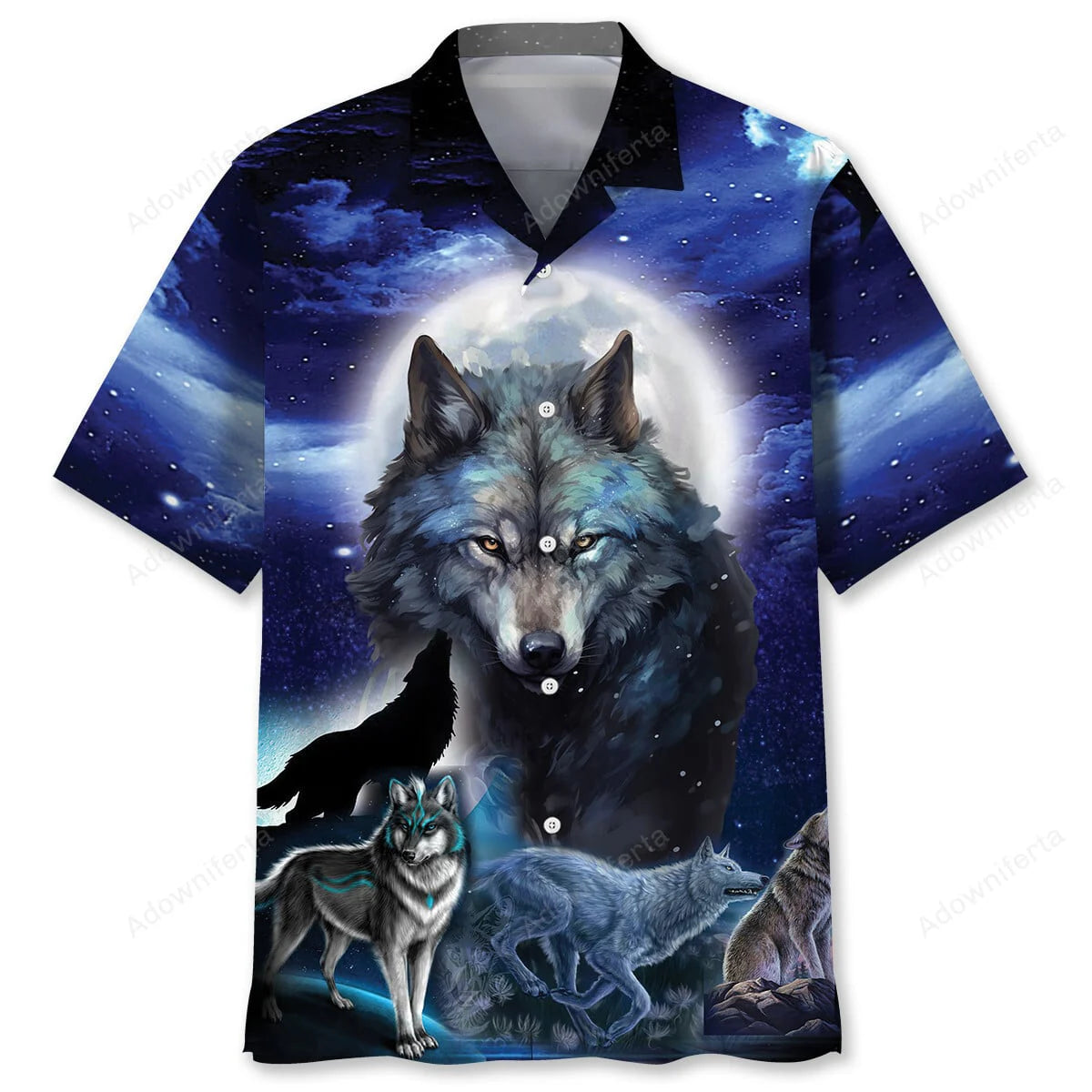 Wolf Moon Hawaiian Shirt, custom shirt gift for men (view 4)