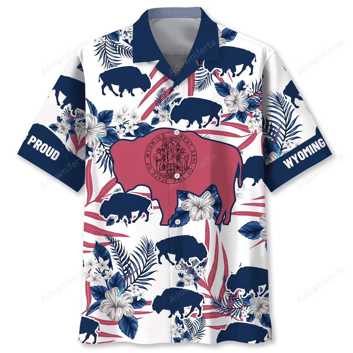 Wyoming Proud Bison Hawaiian Shirt, custom shirt gift for men (view 4)