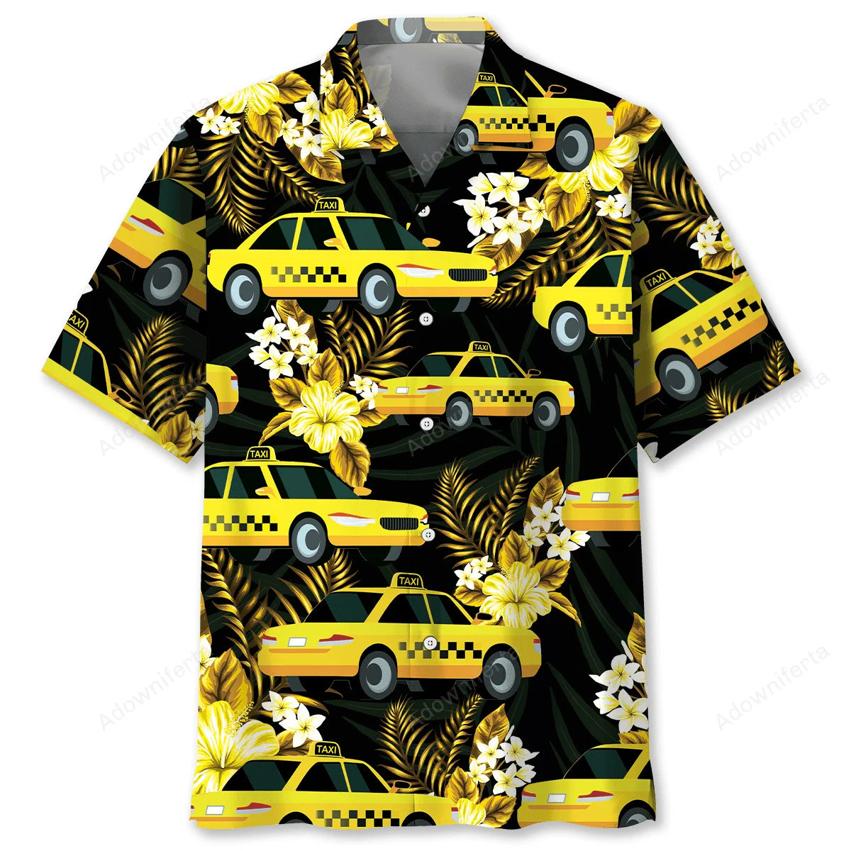 Yellow Taxi Tropical Hawaiian Shirt, custom shirt gift for men (view 4)