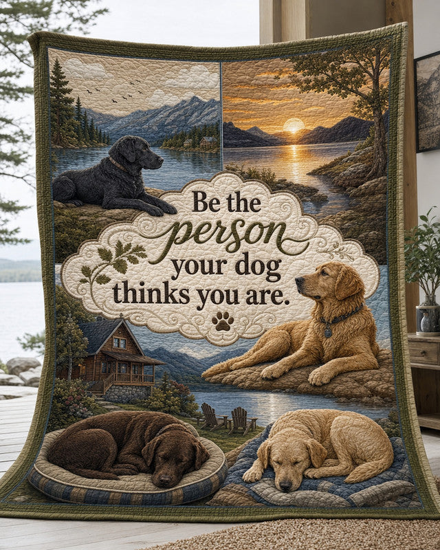 Your Dog's Here Quilt Blanket - Quilted Blanket by OtterMia
