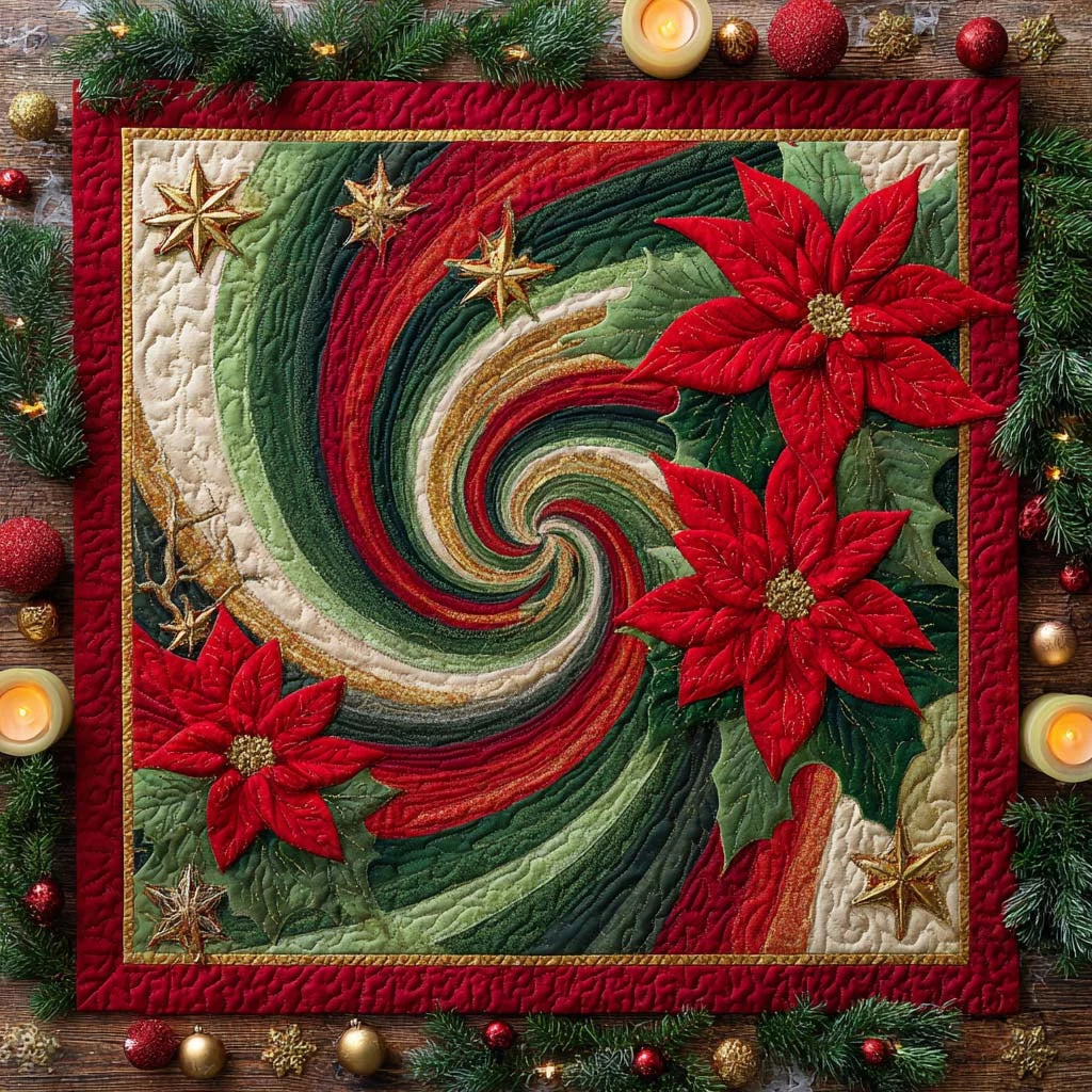 Yuletide Whirlwind Quilted Table Topper