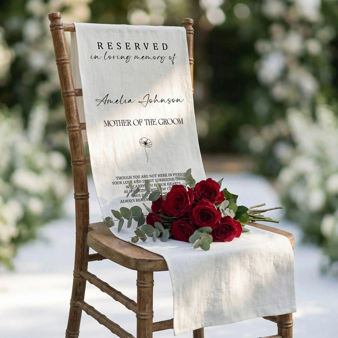 Memorial Mother of the Groom Chair Sign: Gentle Linen Tribute