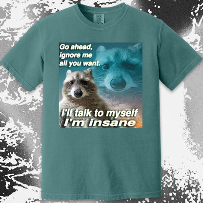Go Ahead Ignore Me Raccoon T-Shirt – I'll Talk to Myself, funny meme tee gift (view 15)