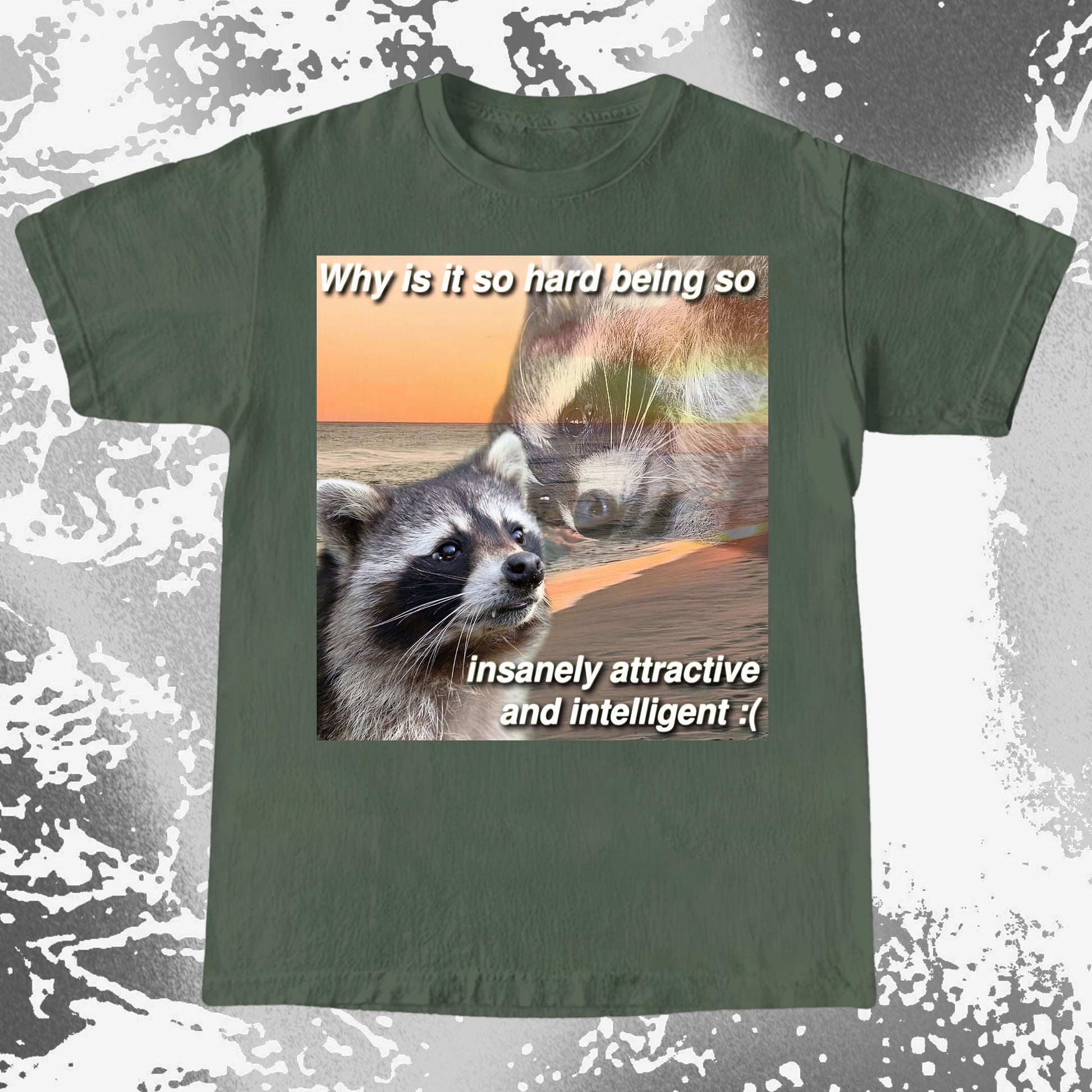 Insanely Attractive and Intelligent Raccoon T-Shirt, funny meme tee gift (view 7)