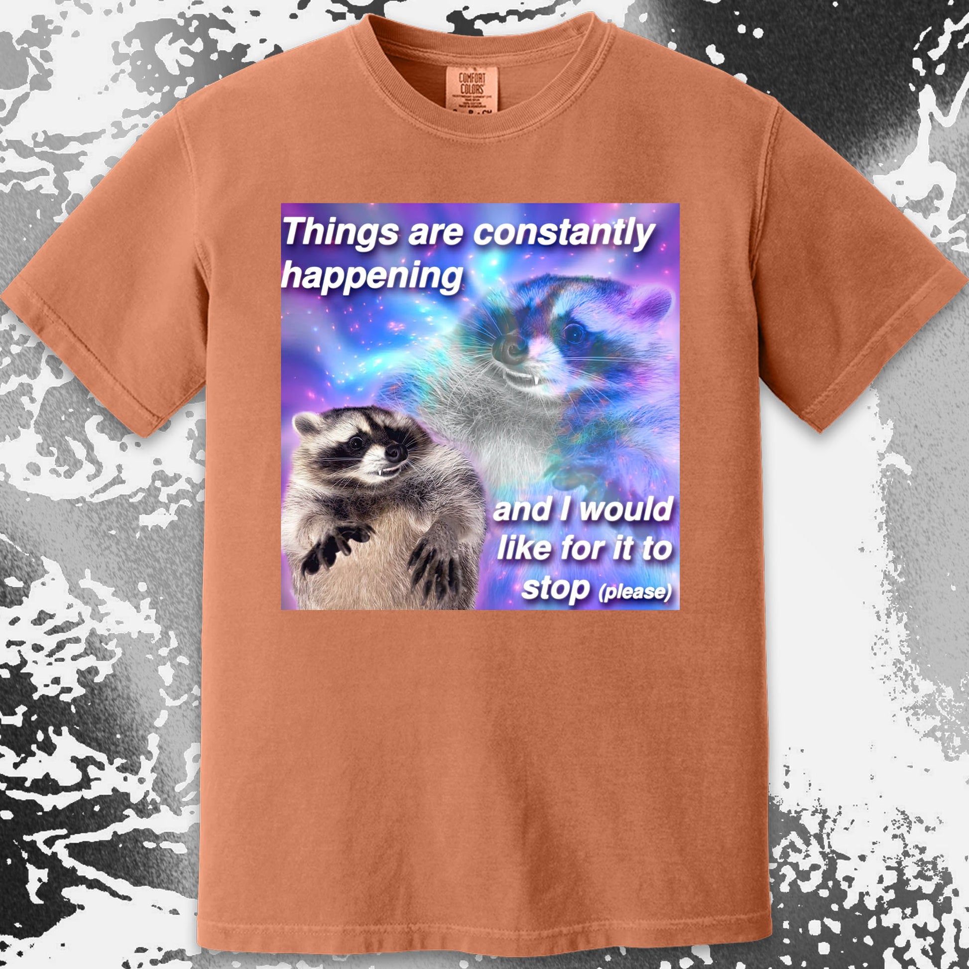 Things Are Constantly Happening Raccoon T-Shirt, funny meme tee gift (view 12)