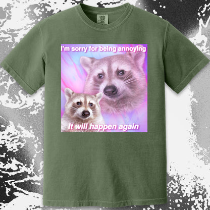 Sorry For Being Annoying Raccoon T-Shirt, funny meme tee gift (view 4)