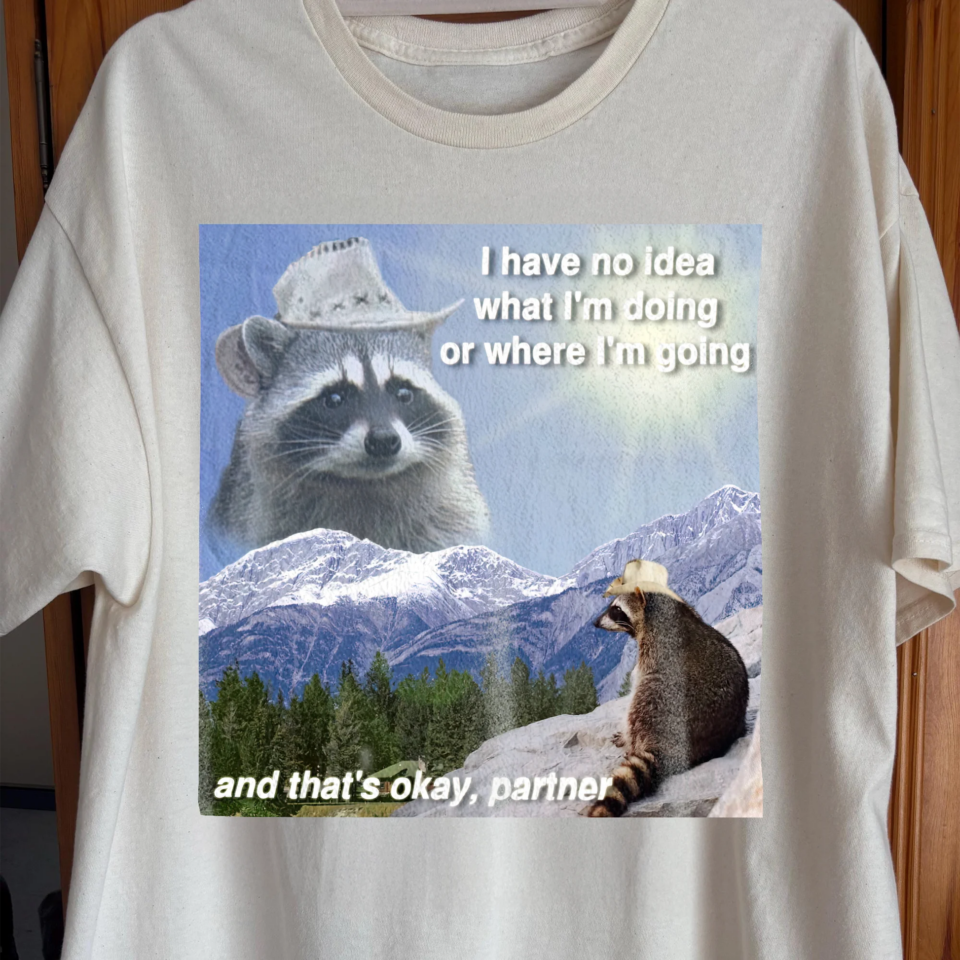 I Have No Idea What I'm Doing Raccoon T-Shirt, funny meme tee gift (view 2)