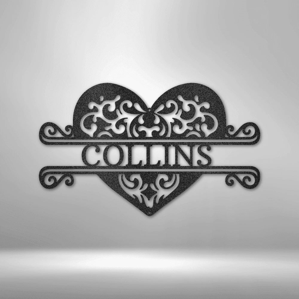 Personalized Fancy Heart Monogram Steel Art Wall Decor Metal Name Sign Laser Cut Metal Signs Custom Gift Ideas
