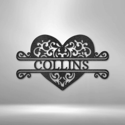 Personalized Fancy Heart Monogram Steel Art Wall Decor Metal Name Sign Laser Cut Metal Signs Custom Gift Ideas