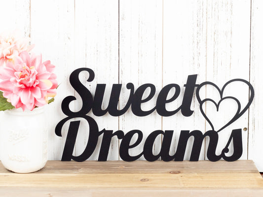 Sweet Dreams Metal Sign Black Hearts Outdoor Sign Sign Signage Plaque Door Sign - 8 inches - metal sign