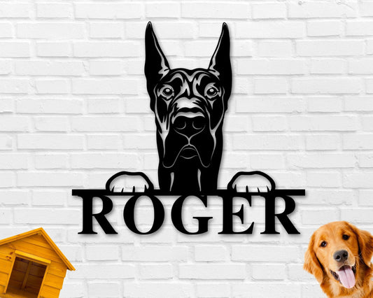 Great Dane Dog Sign Great Dane Metal Sign Great Dane Name Sign Pet Name Sign Dog Lover Sign Gift For Pet Owner Dog Sign - 8 inches - metal sign