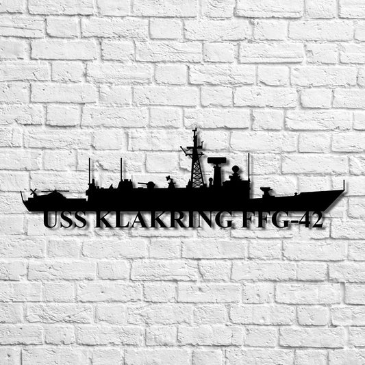 Uss Klakring Ffg42 Navy Ship Metal Art, Custom Us Navy Ship Cut Metal Sign, Gift For Navy Veteran, Navy - metal sign
