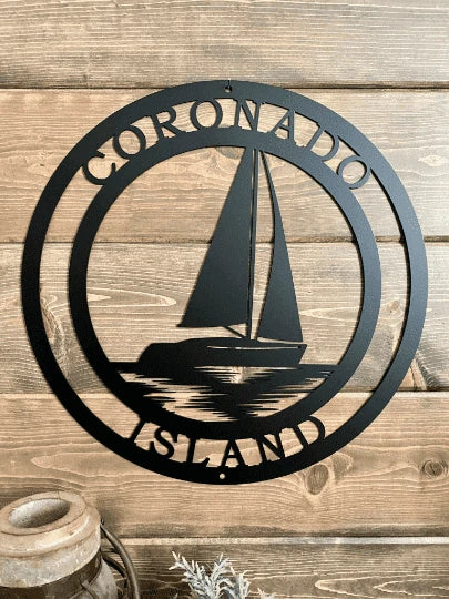 Sail Boat Personalized Metal Sign, Cut Metal Sign, Metal Wall Art, Metal House Sign Laser Cut Metal Signs Custom Gift Ideas - 8 inches - metal sign