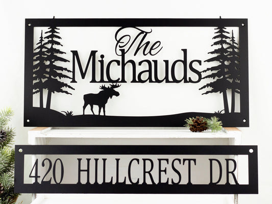 Moose family name and address Personalized Cut Metal Sign Laser Cut Metal Signs Custom Gift Ideas - 8 inches - metal sign
