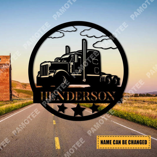 Custom Truck Metal Art, Trucking Company Decoration, Gift For Dad, Metal Laser Cut Metal Signs Custom Gift Ideas - 8 inches - metal sign