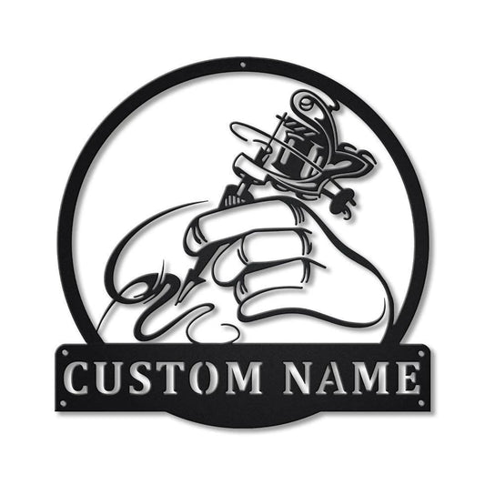 Personalized Tattoo Artist Metal Sign Art, Custom Tattoo Artist Monogram Metal Sign, Tattoo Artist Gifts - metal sign