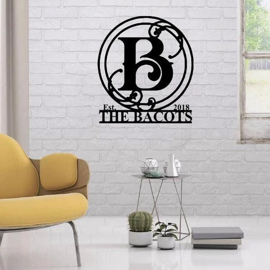 Family Customized Name Metal Sign Cut Metal Sign - 8 inches - metal sign