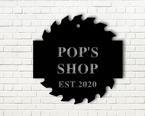 Dads Shop Saw Blade Shop Sign Man Cave Christmas Gift Personalized Shop Sign Personalized Man Cave Sign