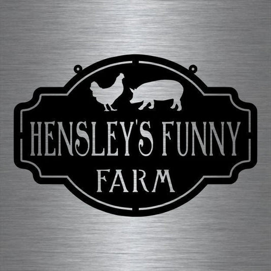Metal Farm Sign , Pig And Chicken Personalized Family Name Metal Sign Housewarming Gift Wedding Gift - wedding detail