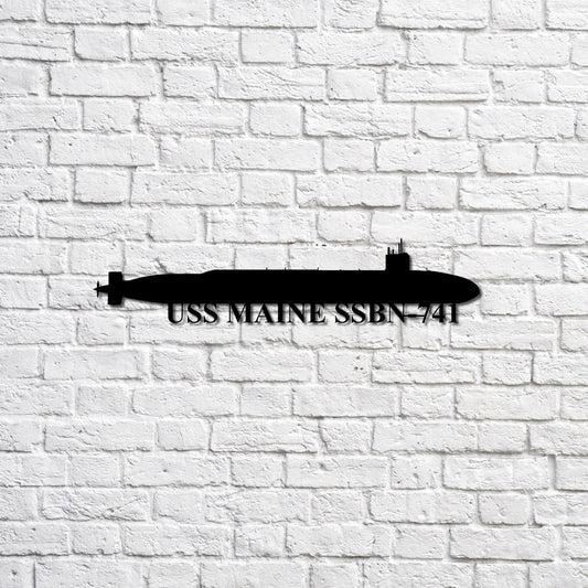 Uss Maine Ssbn741 Navy Ship Metal Sign, Memory Wall Metal Sign Gift For Navy Veteran, Navy Ships - metal sign