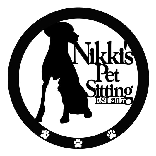 Custom Dog And Cat Logo Sign - 8 inches - metal sign