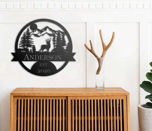 Personalized Family Name Metal Sign Metal Monogram Sign Custom Metal Sign Laser Cut Metal Signs Custom Gift Ideas - 8 inches - metal sign