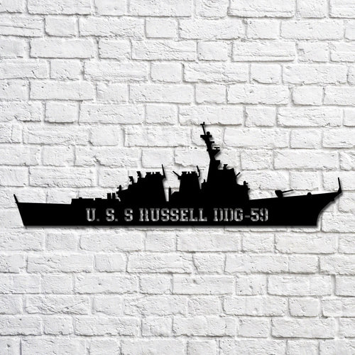 U.s.s Russell Ddg59 Navy Ship Metal Art, Custom Us Navy Ship Cut Metal Sign, Gift For Navy Veteran, Navy Ships Silhouette Metal Art, Navy Home Decor Laser Cut Metal Signs Custom Gift Ideas