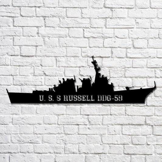 U.s.s Russell Ddg59 Navy Ship Metal Art, Custom Us Navy Ship Cut Metal Sign, Gift For Navy Veteran, Navy - metal sign