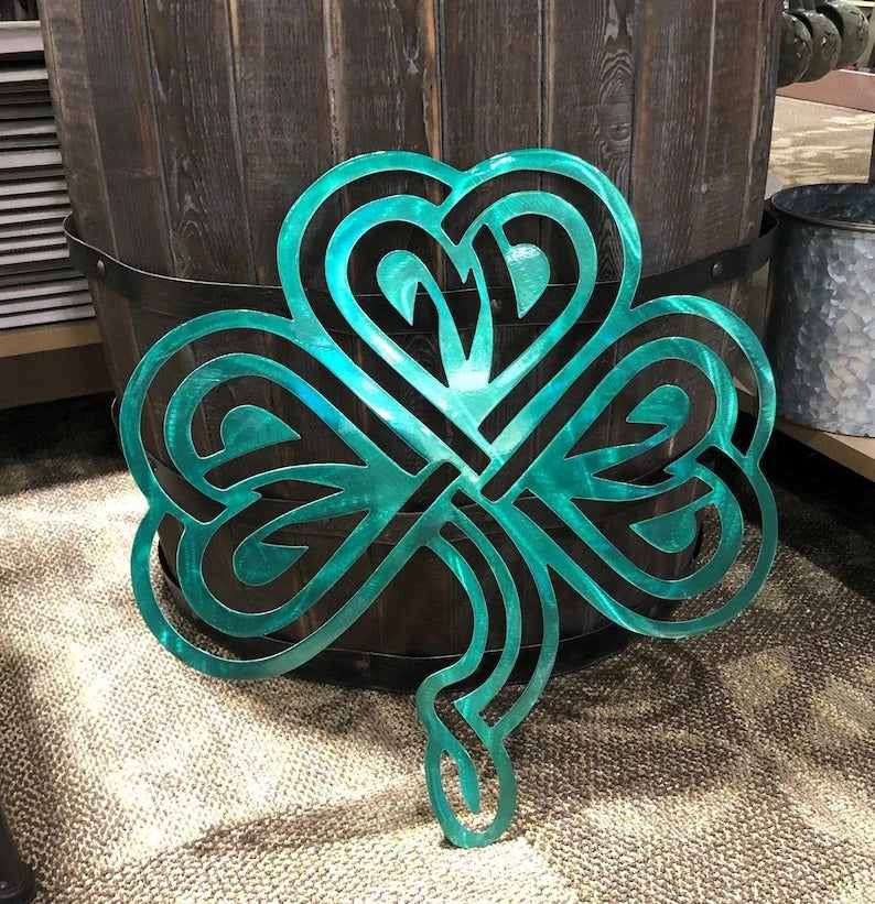 Celtic Shamrock Wreath Front Door Wreath Holiday Wall Decor Outdoor Four Leaf Clover Ireland St. Patrick's Day