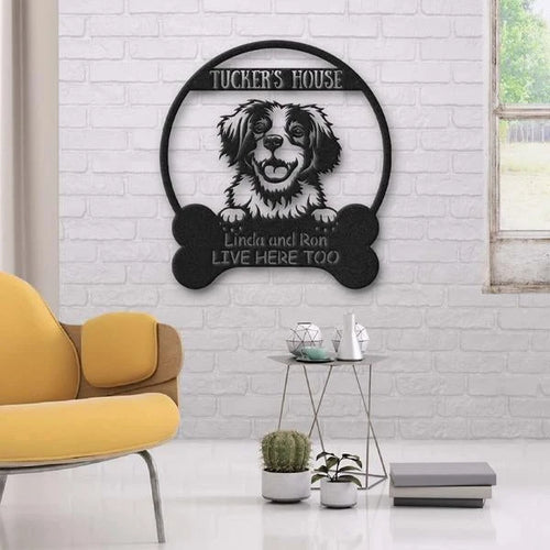 Brittany Dog Lovers Funny Personalized Metal House Sign Cut Metal Sign