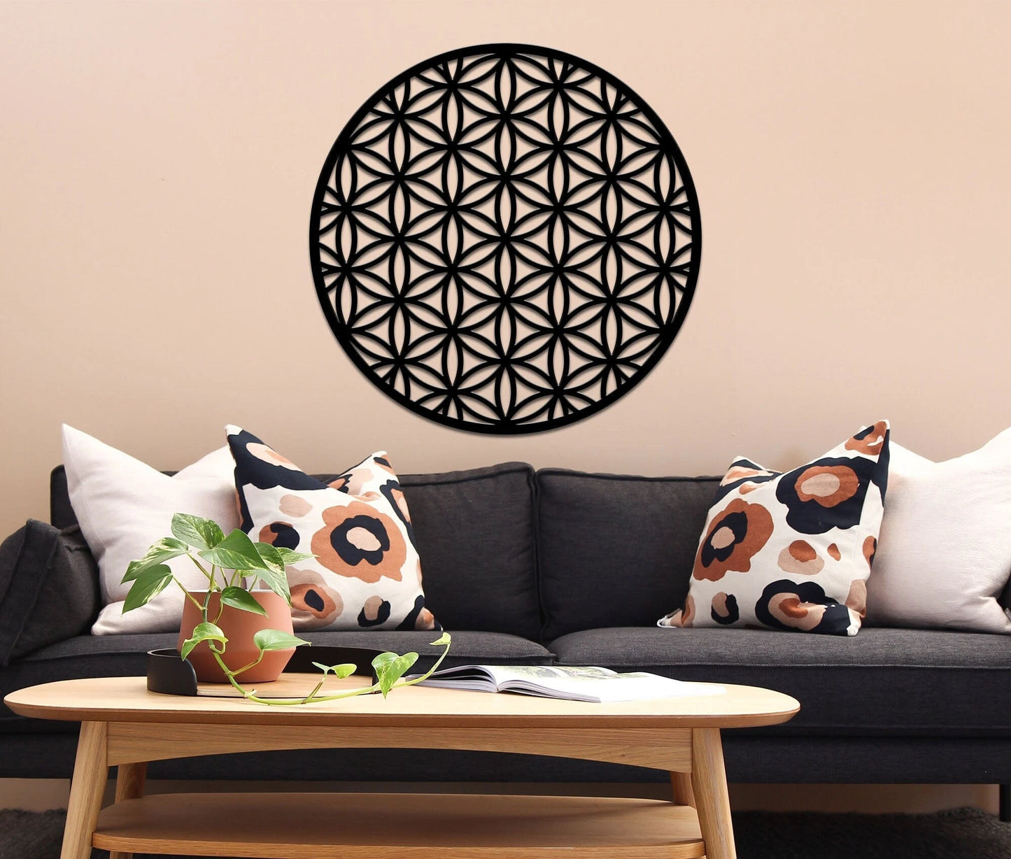 Geometric Flower Metal Wall Decor Bedroom Wall Decor Living Room Metal Sculpture Sign Wall Hangings Floral