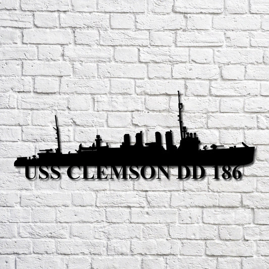 Uss Clemson Dd 186 Navy Ship Metal Art, Custom Us Navy Ship Cut Metal Sign, Gift For Navy Veteran, Navy - metal sign