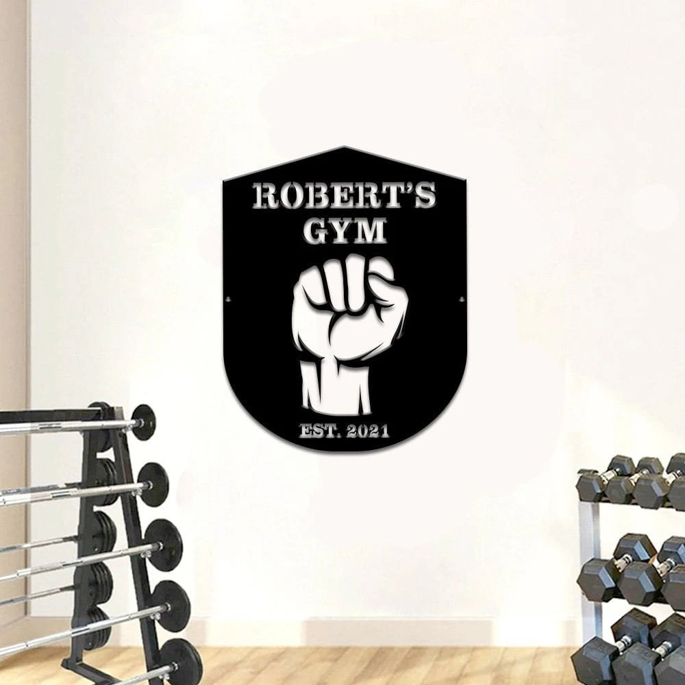 Roberts Gym Est Year Sign Custom Metal Gym Sign Custom Gym Fit Sign Custom Metal Gym Sign Home Gym Sign Cross Fit Sign